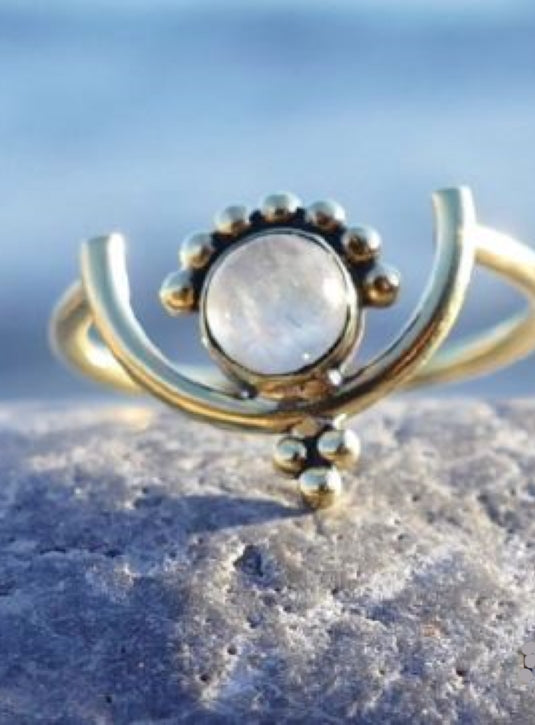 Delicate Brass ring with moonstone setting