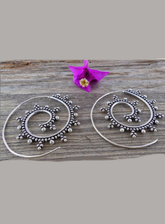 Delicate silver spiral hoop earrings
