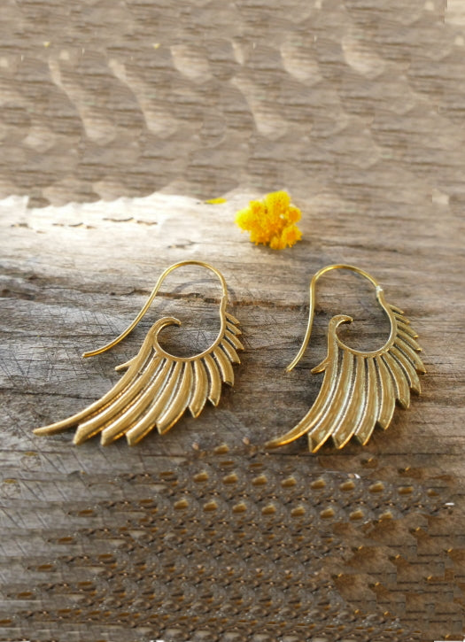 Brass angel wings earrings