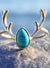 Brass Antler ring with Turquoise stone