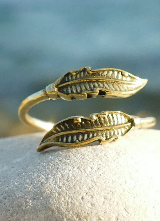 Delicate Brass leaf ring