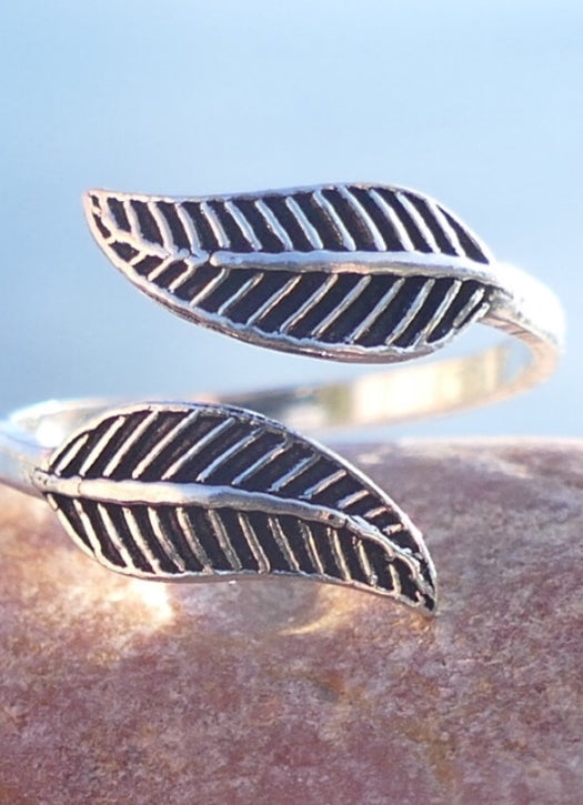 Delicate Silver leaf ring