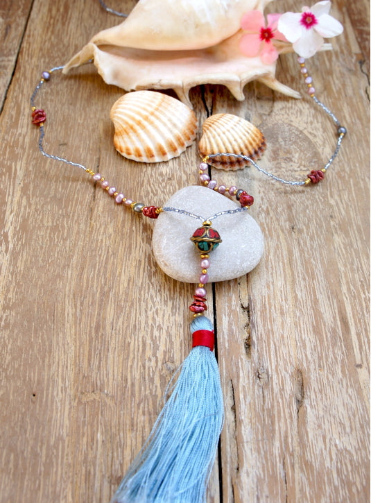 Fine Nepalese Necklace With Multicolored Stones