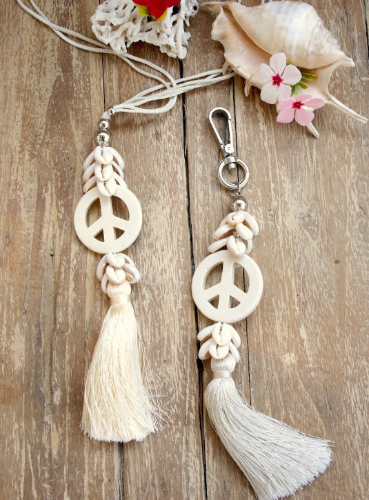 Bag Decoration with Shells & Peace Symbol